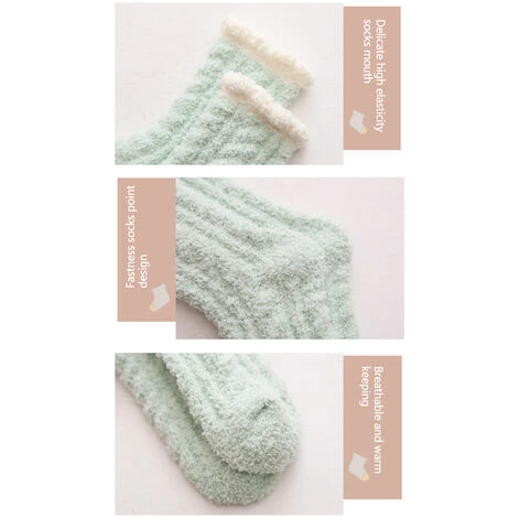 LIFCAUSAL Chaussettes De Couchage En Molleton De Corail De Couleur Unie D'automne Et D'hiver Chaussettes Chaudes épaississantes Rose Clair 3 LIFCAUSAL Chaussettes De Couchage En Molleton De Corail De Couleur Unie D'automne Et D'hiver Chaussettes Chaudes épaississantes Rose Clair – Image 3