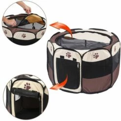 ZHUOXUAN Clôture Pour Animaux Pliable Pour Animaux De Compagnie-marron -Niche, chenil, enclos et parc pour chien Soldes 2022 51460547 4