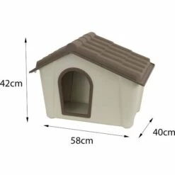 Dmora Niche En Polypropylène Pour Usage Extérieur Ou Intérieur, Maison Ou Chats De Chien, 100% Made In Italy, 58x40h42 Cm, Couleur Beige -Niche, chenil, enclos et parc pour chien Soldes 2022 51647210 3