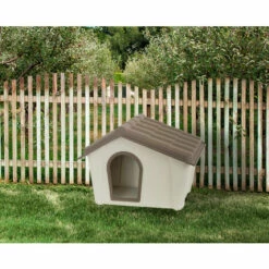 Dmora Niche En Polypropylène Pour Usage Extérieur Ou Intérieur, Maison Ou Chats De Chien, 100% Made In Italy, 79x59h61 Cm, Couleur Beige