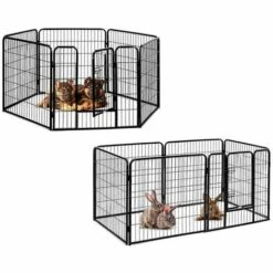 HALOYO Parc Enclos Pour Chiens Pliable/Réglable/ Mobile Hauteur 6 Panneaux Avec Porte Noir -Niche, chenil, enclos et parc pour chien Soldes 2022 51649972 5
