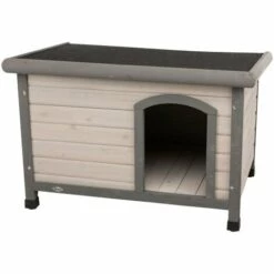 Niche En Bois Classic Toit Plat S-M, 85 X 58 X 60 Cm, Grise Pour Chiens - Animallparadise - Gris