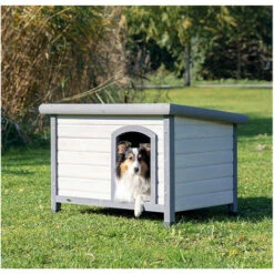 Niche En Bois Classic Toit Plat S-M, 85 X 58 X 60 Cm, Grise Pour Chiens - Animallparadise - Gris -Niche, chenil, enclos et parc pour chien Soldes 2022 51739855 3