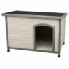Niche En Bois Classic Toit Plat Taille L 116 X 82 X 79 Cm, Grise Pour Chiens - Animallparadise - Gris