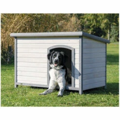Niche En Bois Classic Toit Plat Taille L 116 X 82 X 79 Cm, Grise Pour Chiens - Animallparadise - Gris -Niche, chenil, enclos et parc pour chien Soldes 2022 51739869 3