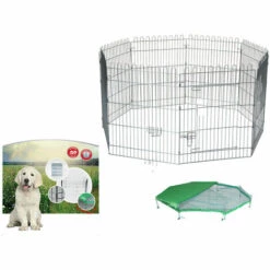 Parc Hexagonal Avec Filet 76 X 61 Cm Pour Chiot Et Grand Rongeurs - Vadigran - Gris