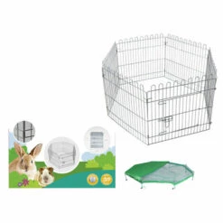 Parc Hexagonal Avec Filet 60 X 60 Cm Pour Chiot Et Lapin - Vadigran - Gris