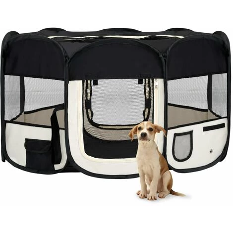 YOUTHUP Parc Pliable Pour Chien Avec Sac De Transport Noir 145x145x61cm - Noir 1 YOUTHUP Parc Pliable Pour Chien Avec Sac De Transport Noir 145x145x61cm - Noir