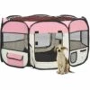 YOUTHUP Parc Pliable Pour Chien Avec Sac De Transport Rose 125x125x61cm - Rose
