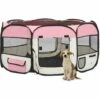 YOUTHUP Parc Pliable Pour Chien Avec Sac De Transport Rose 145x145x61cm - Rose
