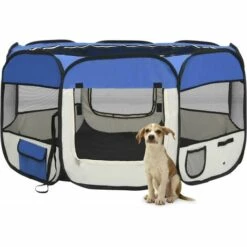 YOUTHUP Parc Pliable Pour Chien Avec Sac De Transport Bleu 125x125x61cm - Bleu