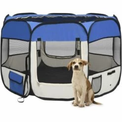 YOUTHUP Parc Pour Chiens Pliable Avec Sac De Transport Bleu 90x90x58 Cm - Bleu