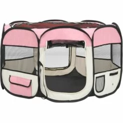 YOUTHUP Parc Pliable Pour Chien Avec Sac De Transport Rose 110x110x58cm - Rose -Niche, chenil, enclos et parc pour chien Soldes 2022 51883074 3