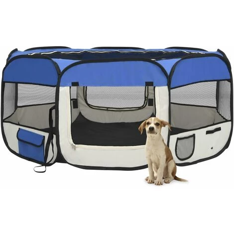 YOUTHUP Parc Pliable Pour Chien Avec Sac De Transport Bleu 145x145x61cm - Bleu 1 YOUTHUP Parc Pliable Pour Chien Avec Sac De Transport Bleu 145x145x61cm - Bleu