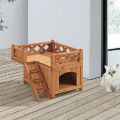Maison Pour Chat Pürstein à Deux Niveaux En Sapin 45,7 X 50,8 X 50,3 Cm [en.casa]