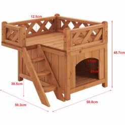Maison Pour Chat Pürstein à Deux Niveaux En Sapin 45,7 X 50,8 X 50,3 Cm [en.casa] -Niche, chenil, enclos et parc pour chien Soldes 2022 51903981 3