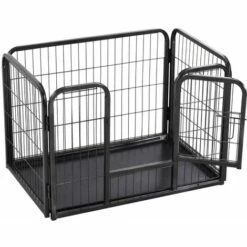 Topdeal Parc Pour Chiots Acier 91,5x59x61 Cm -Niche, chenil, enclos et parc pour chien Soldes 2022 52082978 4