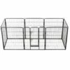 Topdeal Parc Pour Chiens 8 Panneaux Acier 80 X 100 Cm Noir