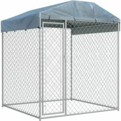 Topdeal Chenil D'extérieur Avec Toit Pour Chiens 193x193x225 Cm