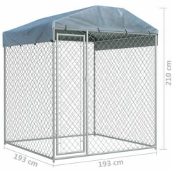 Topdeal Chenil D'extérieur Avec Toit Pour Chiens 193x193x225 Cm -Niche, chenil, enclos et parc pour chien Soldes 2022 52092317 5