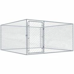Topdeal Chenil Extérieur Pour Chiens Acier Galvanisé 2x2x1 M