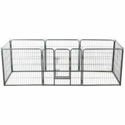 Niche, chenil, enclos et parc pour chien Soldes 2022 24 Topdeal Parc Pour Chiens 8 Panneaux Acier 80 X 80 Cm Noir VDFF07128_FR