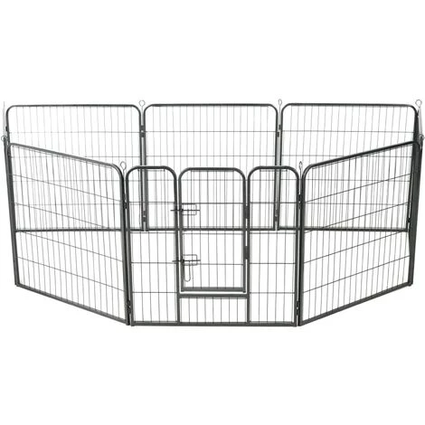 Topdeal Parc Pour Chiens 8 Panneaux Acier 80 X 80 Cm Noir VDFF07128_FR 3 Topdeal Parc Pour Chiens 8 Panneaux Acier 80 X 80 Cm Noir VDFF07128_FR – Image 3