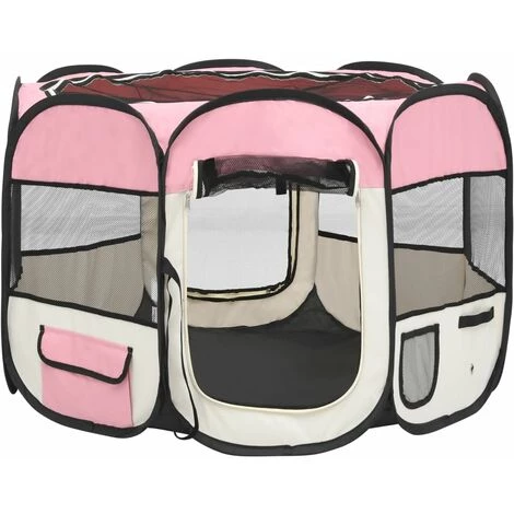 Topdeal Parc Pour Chiens Pliable Avec Sac De Transport Rose 90x90x58 Cm FF171009_FR 5 Topdeal Parc Pour Chiens Pliable Avec Sac De Transport Rose 90x90x58 Cm FF171009_FR – Image 5