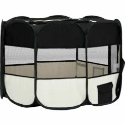 Topdeal Parc Pliable Pour Chien Avec Sac De Transport Noir 125x125x61cm FF171007_FR -Niche, chenil, enclos et parc pour chien Soldes 2022 52094344 4
