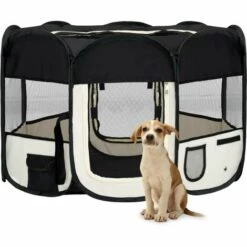 Topdeal Parc Pliable Pour Chien Avec Sac De Transport Noir 110x110x58cm FF171006_FR