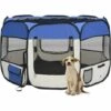 Topdeal Parc Pliable Pour Chien Avec Sac De Transport Bleu 110x110x58cm FF171014_FR