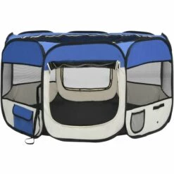 Topdeal Parc Pliable Pour Chien Avec Sac De Transport Bleu 110x110x58cm FF171014_FR -Niche, chenil, enclos et parc pour chien Soldes 2022 52094347 5