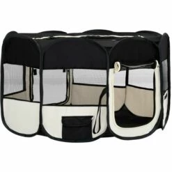 Topdeal Parc Pliable Pour Chien Avec Sac De Transport Noir 145x145x61cm FF171008_FR -Niche, chenil, enclos et parc pour chien Soldes 2022 52094348 3