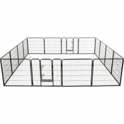 Topdeal Parc Pour Chiens 16 Panneaux Acier 80 X 80 Cm Noir VDFF18386_FR