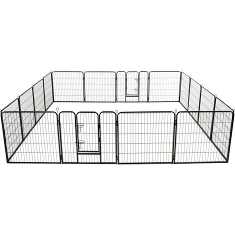 Topdeal Parc Pour Chiens 16 Panneaux Acier 80 X 80 Cm Noir VDFF18386_FR 1 Topdeal Parc Pour Chiens 16 Panneaux Acier 80 X 80 Cm Noir VDFF18386_FR
