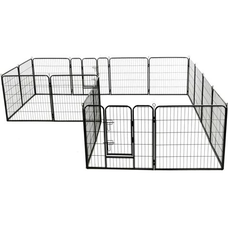 Topdeal Parc Pour Chiens 16 Panneaux Acier 80 X 80 Cm Noir VDFF18386_FR 4 Topdeal Parc Pour Chiens 16 Panneaux Acier 80 X 80 Cm Noir VDFF18386_FR – Image 4
