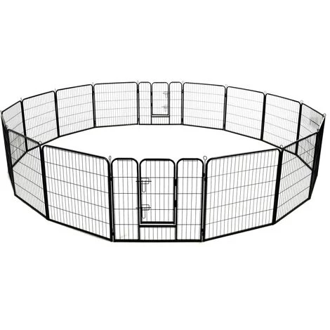 Topdeal Parc Pour Chiens 16 Panneaux Acier 80 X 80 Cm Noir VDFF18386_FR 5 Topdeal Parc Pour Chiens 16 Panneaux Acier 80 X 80 Cm Noir VDFF18386_FR – Image 5