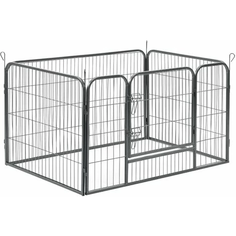 HELLOSHOP26 Enclos Parc Pour Animaux De Compagnie Chiot Lapin Avec 4 Panneaux Et Porte Intérieur Extérieur Avec Double Verrouillage 125 X 85 X 70 Cm Acier Argenté - Argenté 1 HELLOSHOP26 Enclos Parc Pour Animaux De Compagnie Chiot Lapin Avec 4 Panneaux Et Porte Intérieur Extérieur Avec Double Verrouillage 125 X 85 X 70 Cm Acier Argenté - Argenté