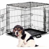 Relaxdays Cage Pour Chien Pliante Boîte Transport Voiture Box Pour Chiot 2 Portes Bac Fond Box Grillage Métal M Noir