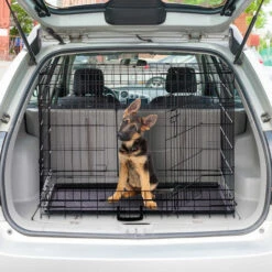 Relaxdays Cage Pour Chien Pliante Boîte Transport Voiture Box Pour Chiot 2 Portes Bac Fond Box Grillage Métal M Noir -Niche, chenil, enclos et parc pour chien Soldes 2022 52201755 3