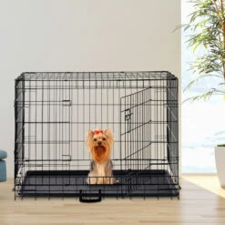 Relaxdays Cage Pour Chien Pliante Boîte Transport Voiture Box Pour Chiot 2 Portes Bac Fond Box Grillage Métal M Noir -Niche, chenil, enclos et parc pour chien Soldes 2022 52201755 4