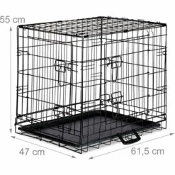 Relaxdays Cage Pour Chien Pliante Boîte Transport Voiture Box Pour Chiot 2 Portes Bac Fond Box Grillage Métal M Noir -Niche, chenil, enclos et parc pour chien Soldes 2022 52201755 5