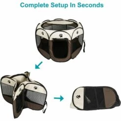 SUPERMARKET Style Parc Chien Parc à Chiot Enclos Pour Chiens Chats Lapins Pliable Utiliser à L'intérieur Et à L'extérieur (café)，Superma -Niche, chenil, enclos et parc pour chien Soldes 2022 52489220 4