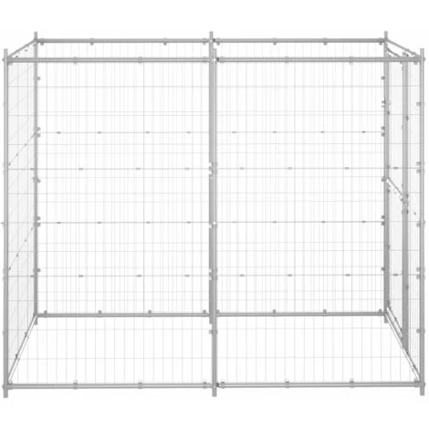 LITZEE Chenil Extérieur Pour Chiens Acier Galvanisé 110x220x180 Cm # 2 LITZEE Chenil Extérieur Pour Chiens Acier Galvanisé 110x220x180 Cm # – Image 2