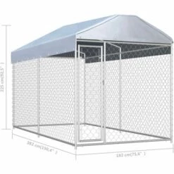 LITZEE Chenil D'extérieur Avec Toit Pour Chiens 382x192x225 Cm # 7 LITZEE Chenil D'extérieur Avec Toit Pour Chiens 382x192x225 Cm # -Niche, chenil, enclos et parc pour chien Soldes 2022 53659075 4