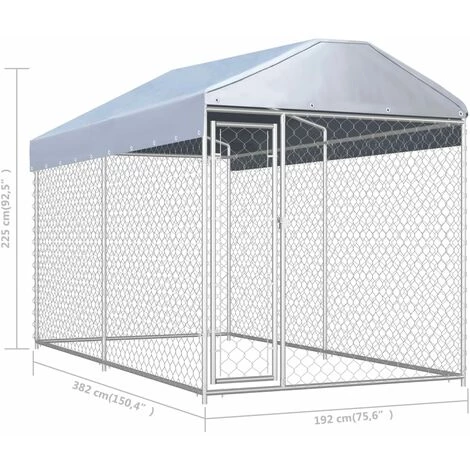 LITZEE Chenil D'extérieur Avec Toit Pour Chiens 382x192x225 Cm # 4 LITZEE Chenil D'extérieur Avec Toit Pour Chiens 382x192x225 Cm # – Image 4