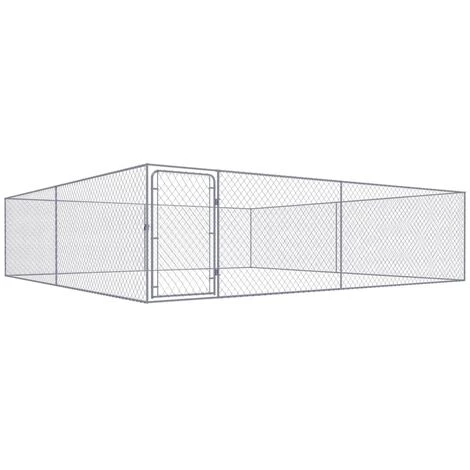 LITZEE Chenil Extérieur Pour Chiens Acier Galvanisé 4x4x1 M # 1 LITZEE Chenil Extérieur Pour Chiens Acier Galvanisé 4x4x1 M #
