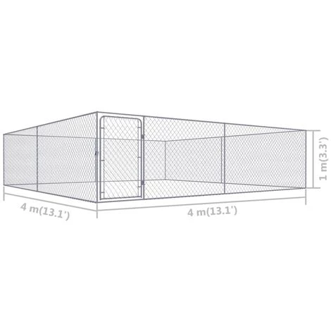 LITZEE Chenil Extérieur Pour Chiens Acier Galvanisé 4x4x1 M # 5 LITZEE Chenil Extérieur Pour Chiens Acier Galvanisé 4x4x1 M # – Image 5