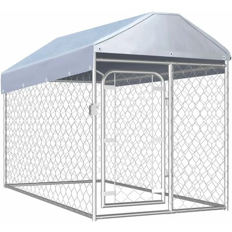 HELLOSHOP26 Chenil Extérieur Cage Enclos Parc Animaux Chien D'extérieur Avec Toit Pour Chiens 125 Cm 1 HELLOSHOP26 Chenil Extérieur Cage Enclos Parc Animaux Chien D'extérieur Avec Toit Pour Chiens 125 Cm