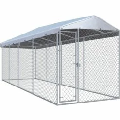 HELLOSHOP26 Chenil Extérieur Cage Enclos Parc Animaux Chien Extérieur Avec Toit Pour Chiens 760 X 190 X 225 Cm